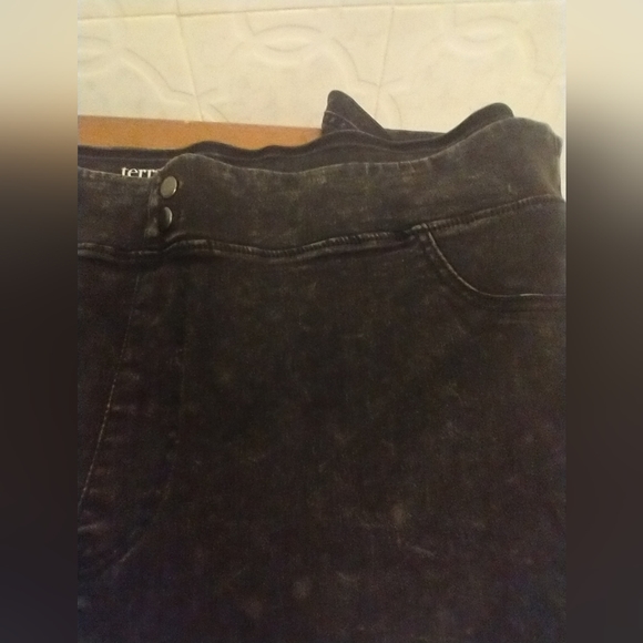 Terra & Sky Black Jeggings Black Acid Wash High Weight Skinny - Picture 7 of 16